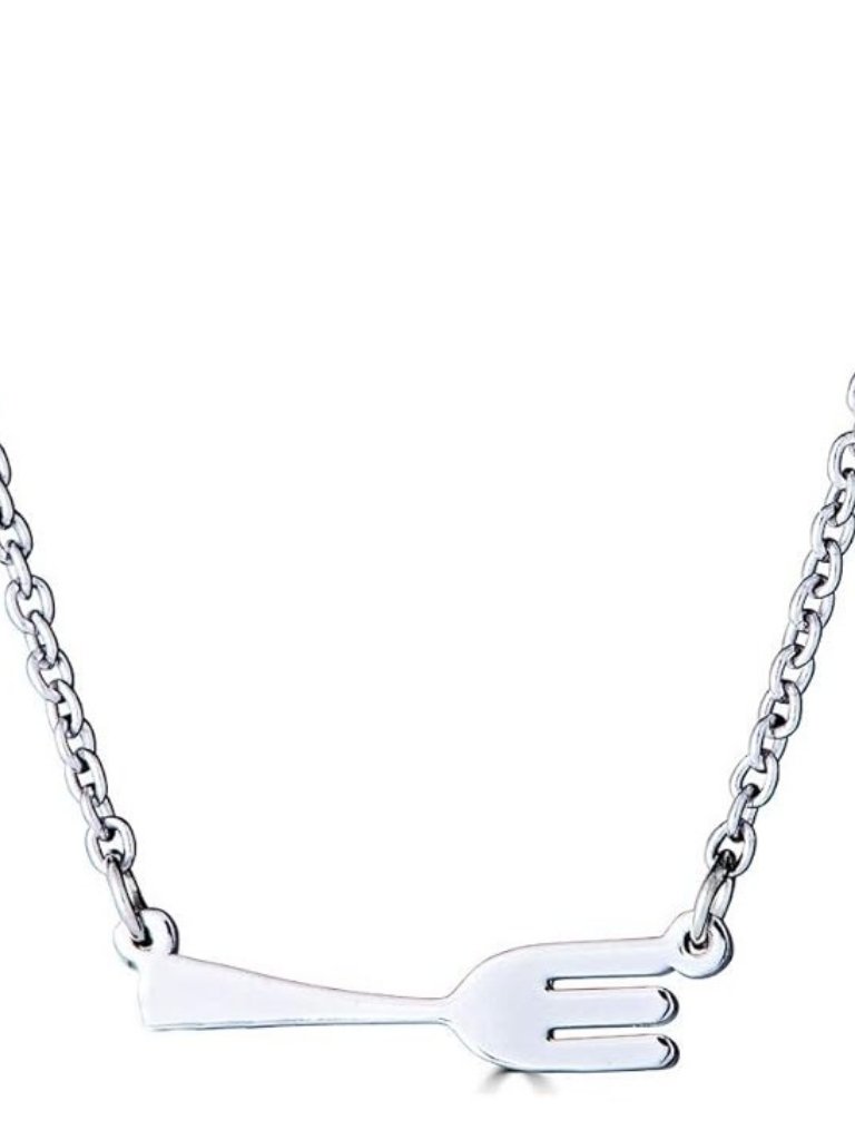 Silver 925 Sterling Silver Fork Pendant Necklace